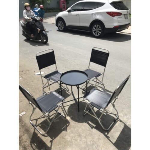 Thanh lý bộ bàn ghế xếp cafe lưng lưới