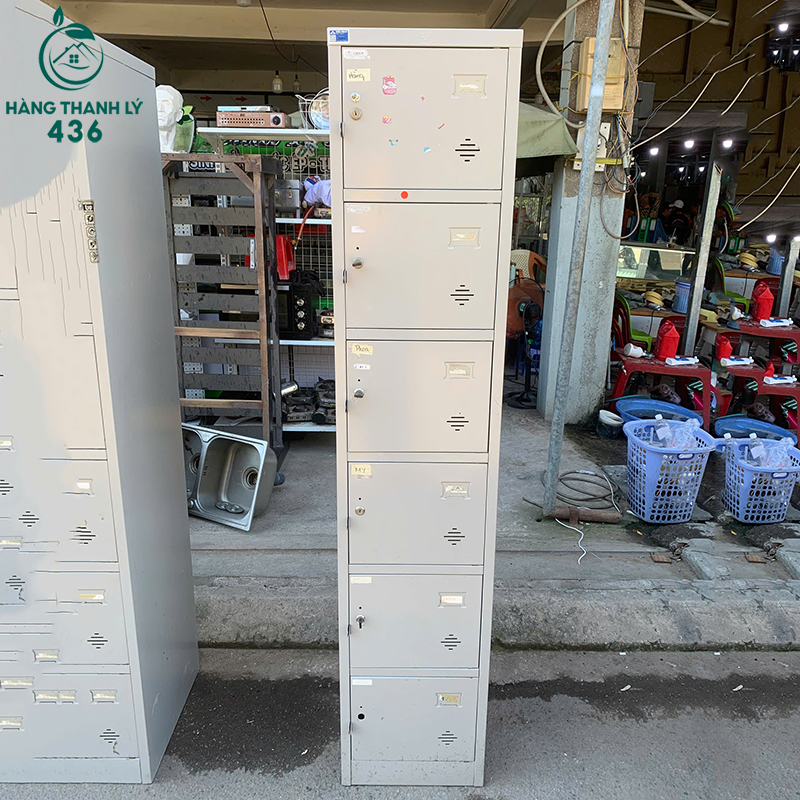 Tủ Locker Sắt Cũ 6 Ngăn Màu Xám 40CM 4 tu locker sat 6 ngan hang moi m13 3