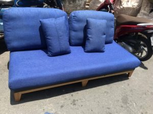 Thanh lý băng ghế sofa cũ màu xanh dương 1m6