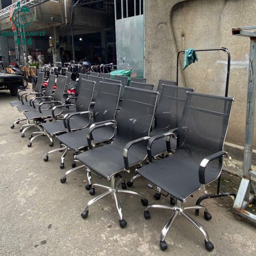 Ghế Xoay Văn Phòng Cũ Lưng Dài Lưới Màu Đen 4 thanh ly ghe truong phong chan xoay lung luoi cao moi 3 3
