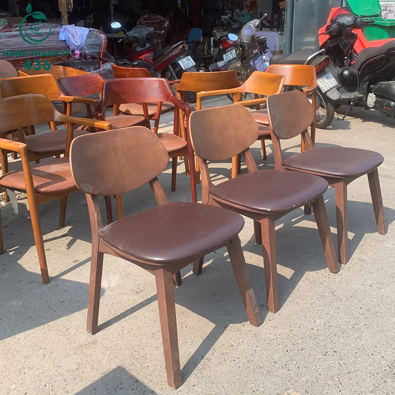 Ghế Cafe Mango Cũ Khung Bọc Đệm Nằm Êm 6 ghe go cafe nem boc simili cao cap cu 2