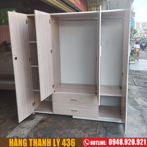 Tủ Quần Áo Cũ 4 Cánh 1m65x1m82 Màu Trắng 3 tu ao 4 canh cu 3