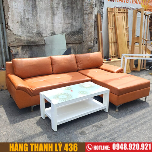 Bộ Sofa Góc L Cũ Bọc Da Simili Cao Cấp 3 bo sofa cu 2