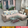 Bộ sofa góc L bọc vải nâu cũ giá rẻ 2 sofa cu