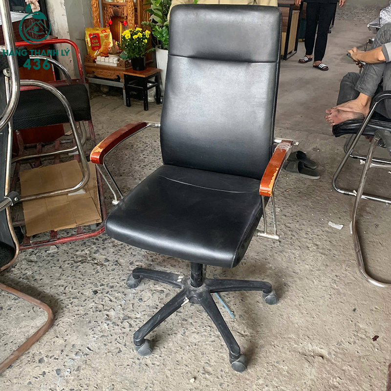 Ghế Làm Việc Cũ Tay Vịn Ốp Gỗ Đẳng Cấp 7 ghe xoay lung luoi nem vai nau cu 3