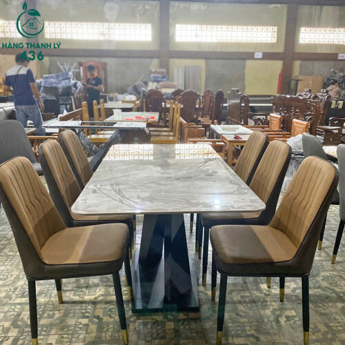 Thanh Lý Bộ Bàn Ăn Mặt Đá, Ghế Bọc Da Hiện Đại Mới 99% (Nhiều Mẫu) 5 thanh ly bo ban an mat da ghe boc da hien dai 2