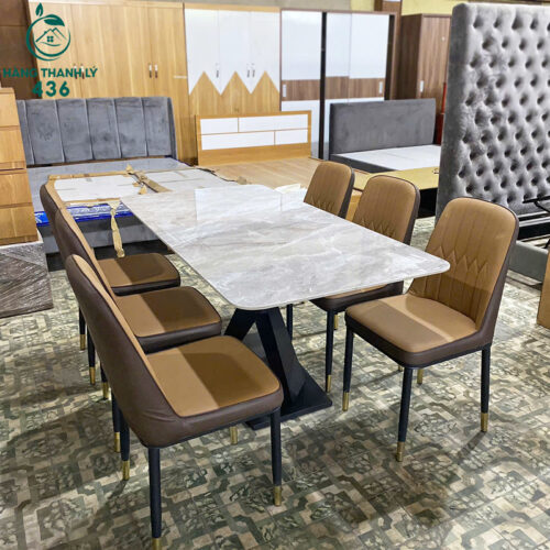 Thanh Lý Bộ Bàn Ăn Mặt Đá, Ghế Bọc Da Hiện Đại Mới 99% (Nhiều Mẫu) 11 thanh ly bo ban an mat da ghe boc da hien dai 5