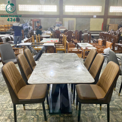 Thanh Lý Bộ Bàn Ăn Mặt Đá, Ghế Bọc Da Hiện Đại Mới 99% (Nhiều Mẫu) 8 thanh ly bo ban an mat da ghe boc da hien dai 7
