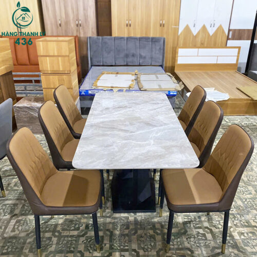 Thanh Lý Bộ Bàn Ăn Mặt Đá, Ghế Bọc Da Hiện Đại Mới 99% (Nhiều Mẫu) 6 thanh ly bo ban an mat da ghe boc da hien dai 9
