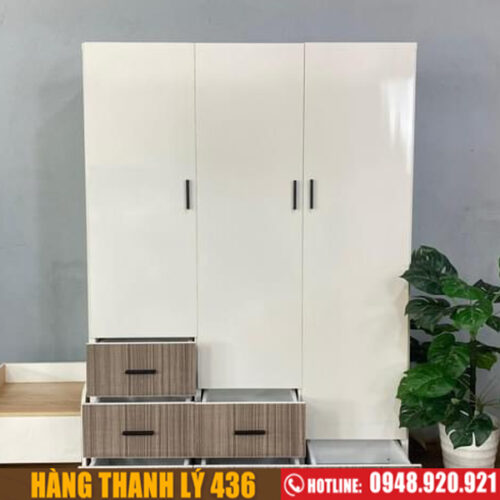 Thanh lý tủ nhựa 3 cánh kèm 6 hộc kéo 3 thanh ly tu quan ao 4
