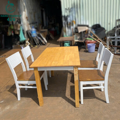 Thanh lý bộ bàn ăn cherry 4 ghế cũ giá rẻ 3 bo ban an cu