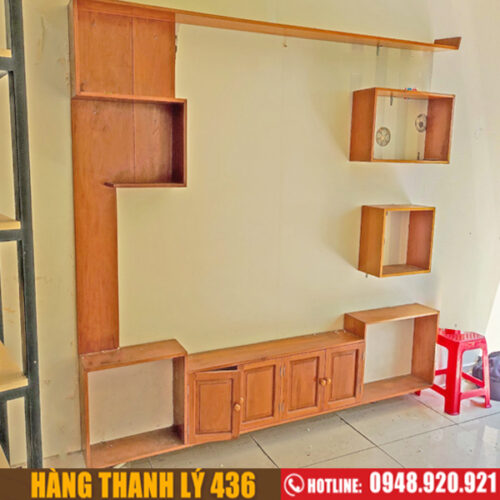 Bộ kệ gỗ treo phòng khách cũ đẹp 4 KE GO TRUNG BAY CU