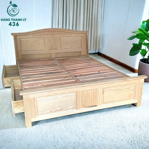 Thanh Lý Giường Gỗ Sồi Dạt Cuốn Có Hộc Tồn Kho 4 giuong ngu thanh ly 1