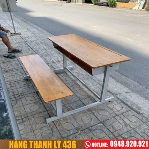 Bàn Học Sinh Gỗ Tự Nhiên Cũ 1m1 x 40cm 5 banhs hangthanhly436 3