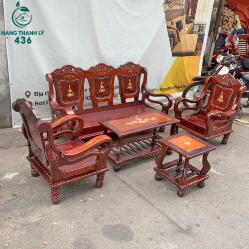 Bộ Salon Gỗ Tràm Cũ Cổ Điển 3 salon go cu 2