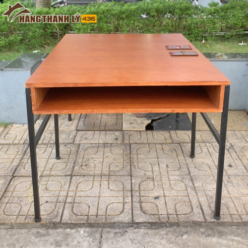 Bàn Làm Việc Nhóm Gỗ Sồi Khung Sắt Cũ 3 ban lam viec nhom cu 4
