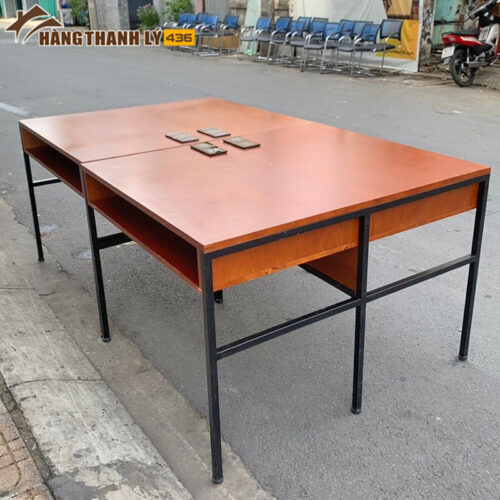 Bàn Làm Việc Nhóm Gỗ Sồi Khung Sắt Cũ 5 ban lam viec nhom cu 7