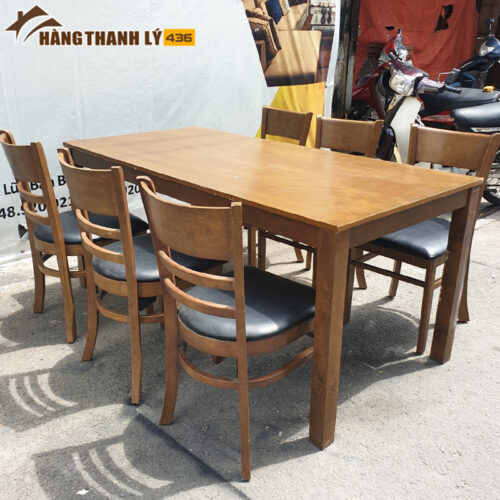 Bộ Bàn Ăn 6 Ghế Cabin Gỗ Tự Nhiên Cũ 3 bo ban an cu 2