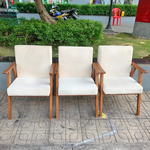 Ghế Cafe Khung Gỗ Bọc Vải Cũ 3 ghe cafe cu 2