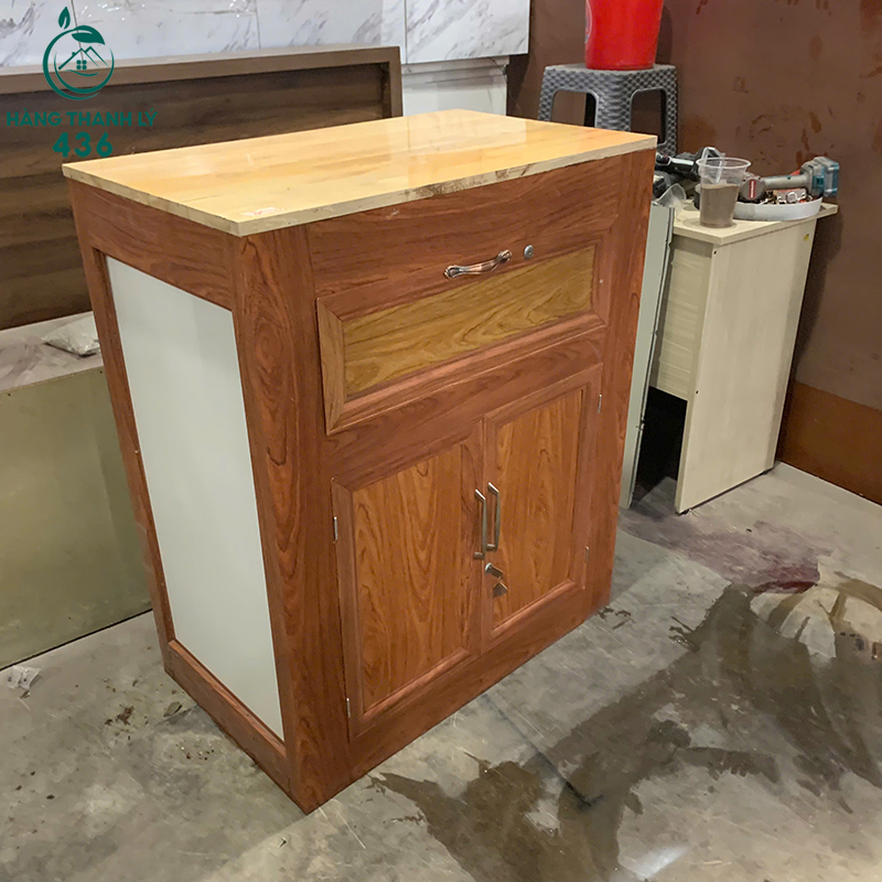 Tủ Bếp Mini Alu Mặt Đá Cũ 9 tu bep mini nhom alu mat da cu 4