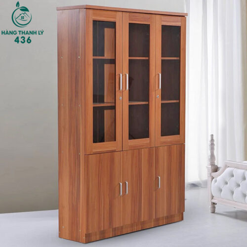 Thanh Lý Tủ Hồ Sơ Gỗ 3 Cánh Kính Mới 99% 4 tu ho so thanh ly