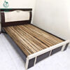 Giường Gỗ Cũ 1M2x2M Phối Màu Nâu Trắng Đẹp 1 giuong cu gia re 6 1