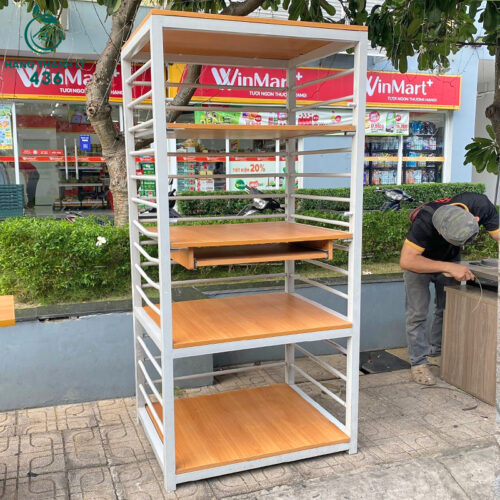 Kệ Trưng Bày Sản Phẩm Basic Cũ 1M9x90CM 4 ke sat cu 1