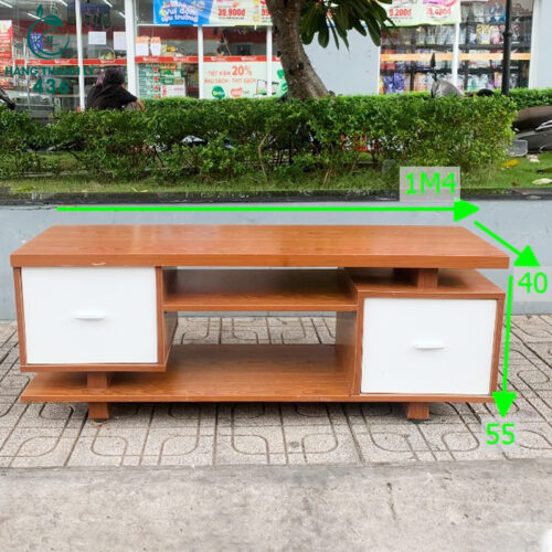 Kệ Tủ Tivi Gỗ Cũ Phối Màu Nâu Trắng Đẹp 3 ke tivi cu 3 3