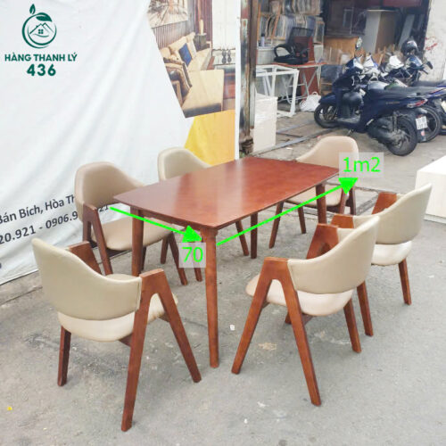 Bộ Bàn Ăn 70CMx1M2 6 Ghế Mango Cũ 4 bo ban ghe an cu 2