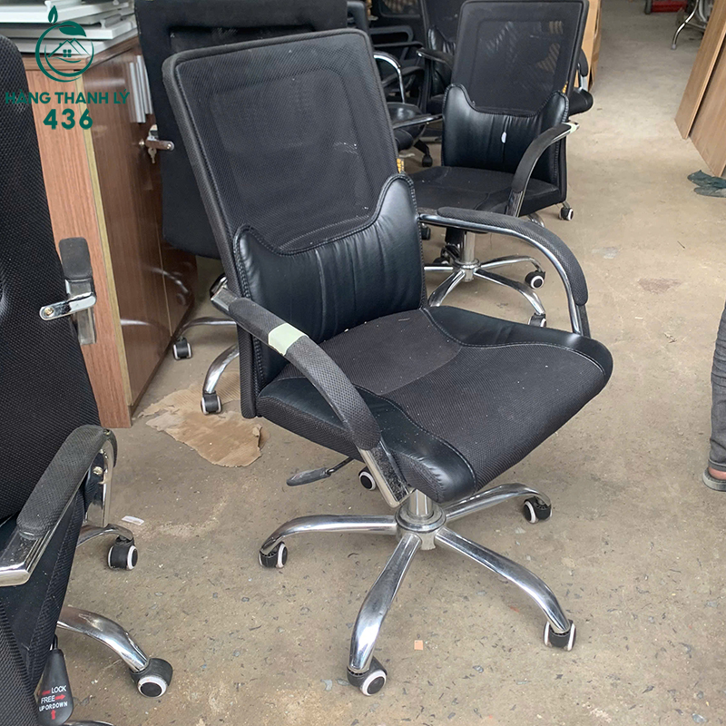 Ghế Văn Phòng Chân Xoay Bọc Da Cũ Giá Rẻ 7 ghe van phong chan quy boc da cu gia re 3