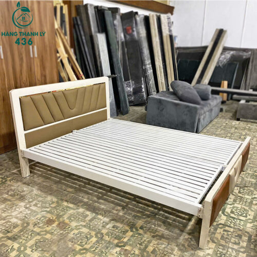Giường Sắt 1M6x2M Sơn Tĩnh Điện Phối Da Simili 99% 5 giuong sat 1m6x2m son tinh dien phoi da 1