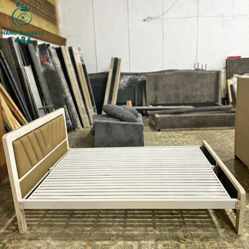 Giường Sắt 1M6x2M Sơn Tĩnh Điện Phối Da Simili 99% 4 giuong sat 1m6x2m son tinh dien phoi da 3