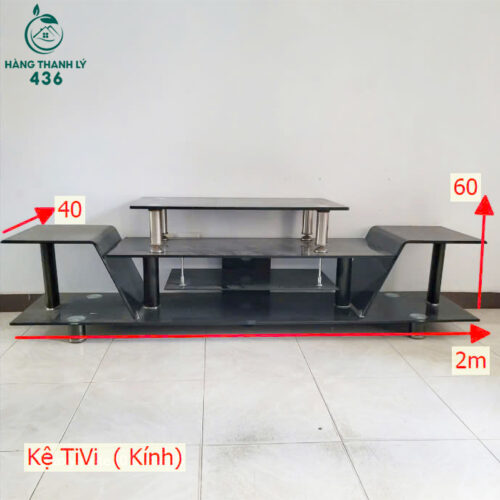 Sale Kệ Tivi Kính Cường Lực Đen Cũ 60CMx2M 3 ke tivi cu 3