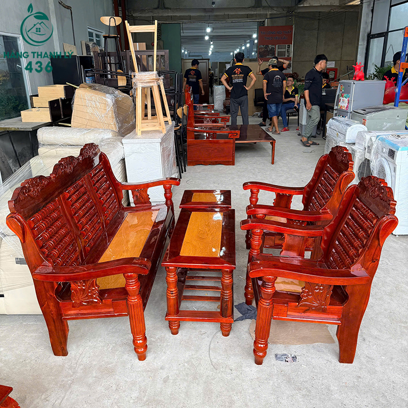Thanh Lý Bộ Salon Gỗ Tràm Mặt Hồng Đào Mới 99% 9 thanh ly bo salon go tram mat hong dao moi 99 5