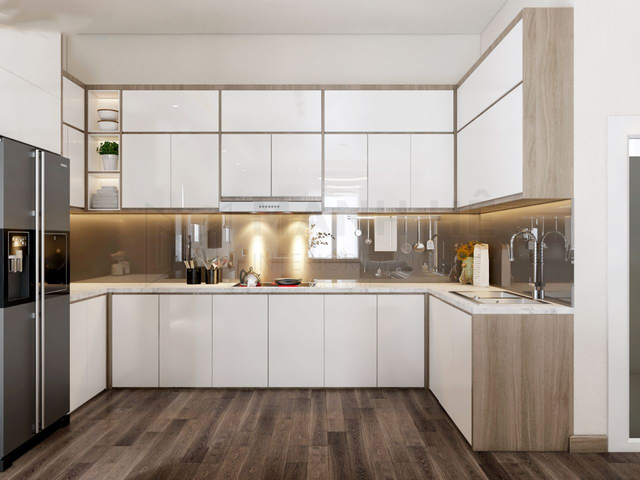 Tủ bếp chữ U thanh lý