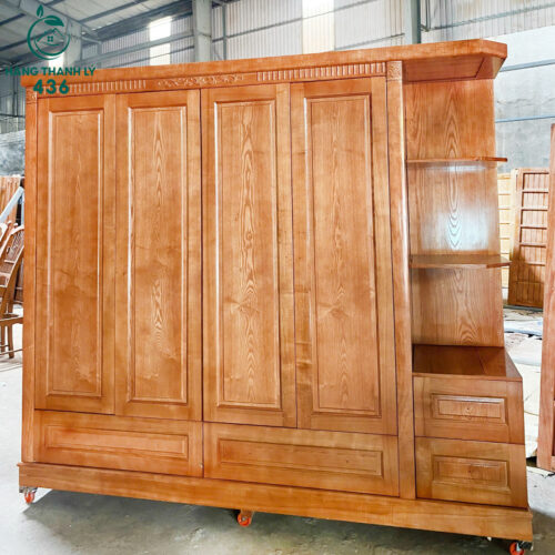 Tủ Áo 4 Cánh Liền Kệ Gỗ Sồi Cao Cấp Mới 99% 5 tu quan ao ao go thanh ly 4 1