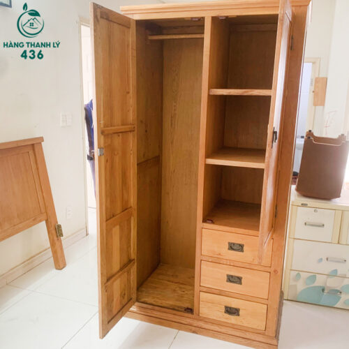 Tủ Quần Áo Cũ 1M1x2M Gỗ Sồi Mỹ Kiểu Xuất Khẩu 3 tu quan ao cu 2