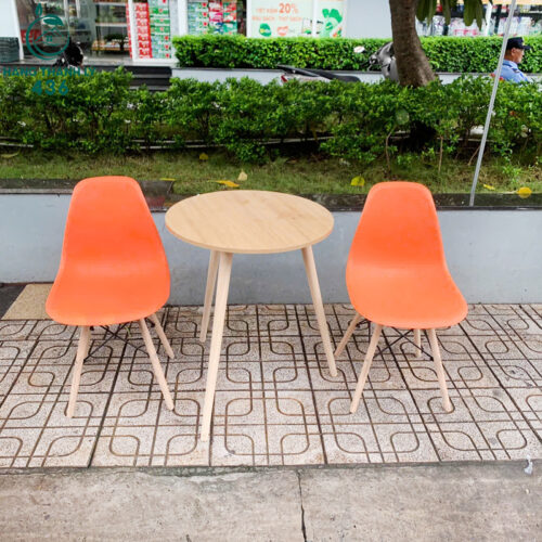 Bàn Cafe Tròn Gỗ Đơn Giản Cũ Giá Rẻ 4 bo ban ghe cafe cu 1