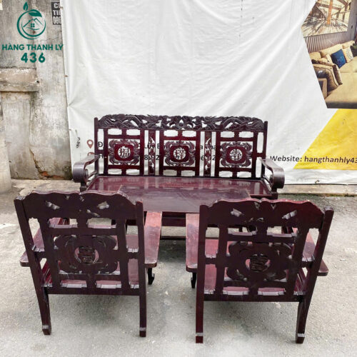 Bộ Salon Gỗ Căm Xe Cũ Phong Cách Cổ Điển 3 bo sofa cu 1