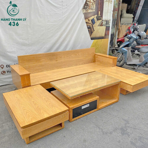 Bộ Sofa Khung Gỗ Tự Nhiên Có Đệm Cũ Giá Rẻ 3 bo sofa cu gia re 4
