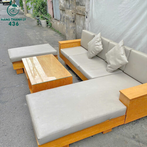 Bộ Sofa Khung Gỗ Tự Nhiên Có Đệm Cũ Giá Rẻ 4 bo sofa cu gia re1
