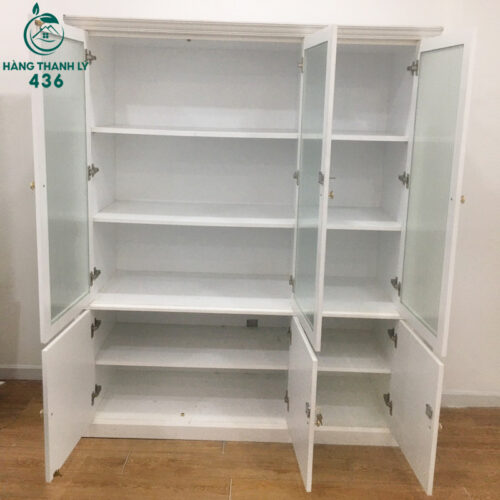Tủ Gỗ Hồ Sơ 1M44 Cửa Kính Bền Đẹp Cũ 3 tu ho so cu 77