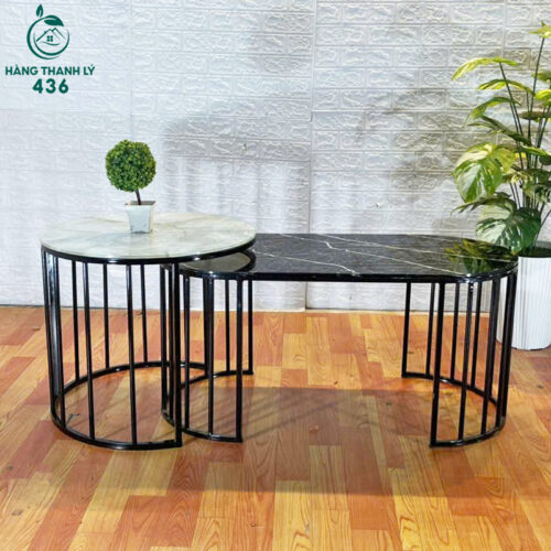 Bàn Sofa Đôi Mặt Kính Oval Hiện Đại Mới 99% (Nhiều Màu) 4 ban sofa thanh ly 21