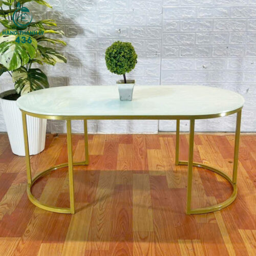 Bàn Sofa Oval Khung Mạ Vàng Đẳng Cấp Mới 99% (Nhiều Màu) 3 ban sofa thanh ly 27