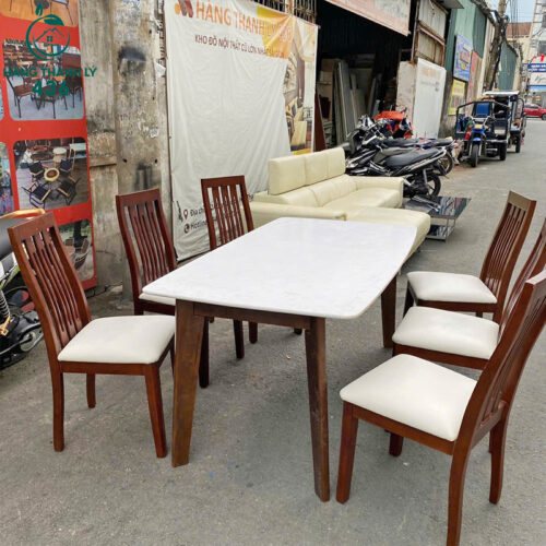 Bộ Bàn Ăn Mặt Đá 1M6 Cũ Phong Cách Thanh Lịch 4 bo ban an cu 233