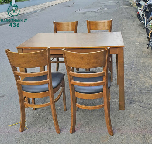 Bộ Bàn Ăn 4 Ghế Gỗ Cabin Có Đệm Cũ 4 bo ban an cu 3 2