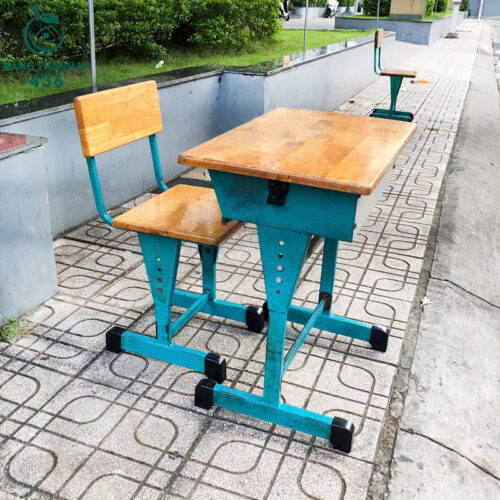 Bộ Bàn Ghế Học Sinh Khung Sắt Cũ Giá Rẻ (Nhiều Màu) 5 bo ban ghe hoc sinh cu 22
