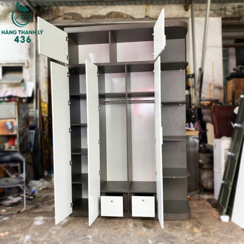Tủ Áo Liền Kệ 1M6x2M5 Xám Trắng Đẹp Cũ 4 tu quan ao cu 1 2