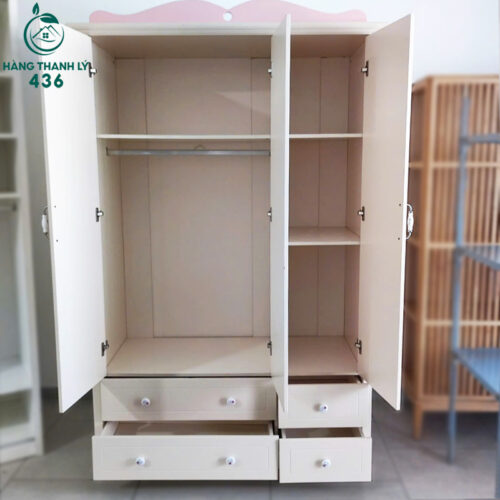 Tủ Áo Gỗ MDF 3 Cánh 1M3 Cũ Màu Trắng Đẹp 3 tu quan ao cu 3 1