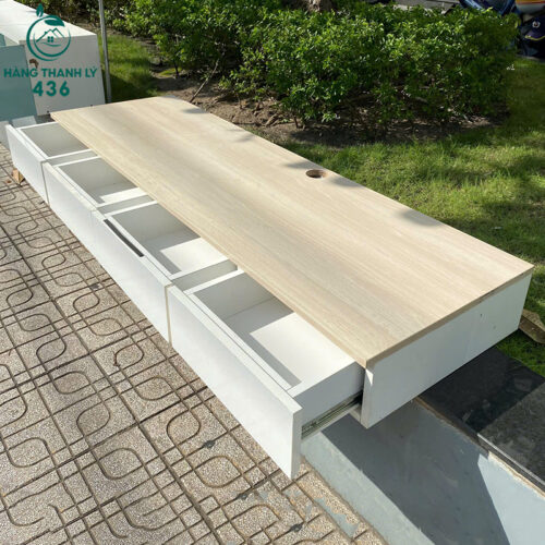 Kệ Tủ Tivi Màu Kem Cánh Trắng 1M65 Cũ 4 Ke tivi cu 7